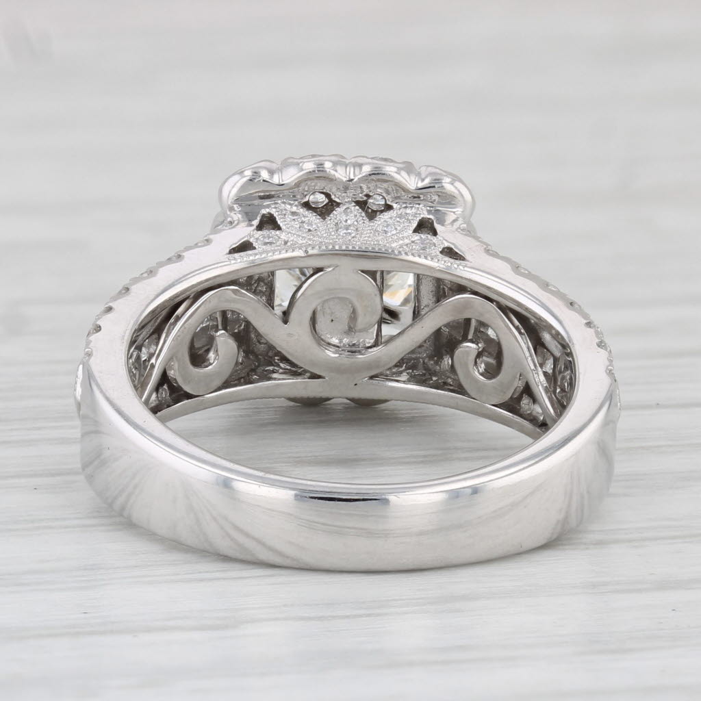 Light Gray Neil Lane 3.14ctw Round Diamond Halo Engagement Ring 14k White Gold Size 6.5 GIA