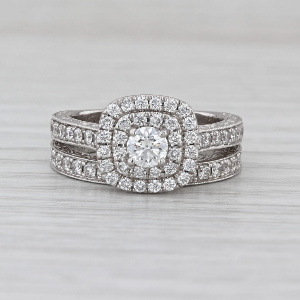 Neil Lane 1.17ctw Diamond Halo Engagement Ring Wedding Band 14k Gold Size 5