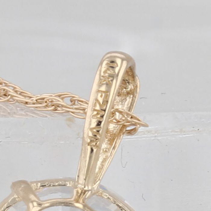 1.25ct Round Cubic Zirconia Pendant Necklace 14k Yellow Gold 16-18" Rope Chain