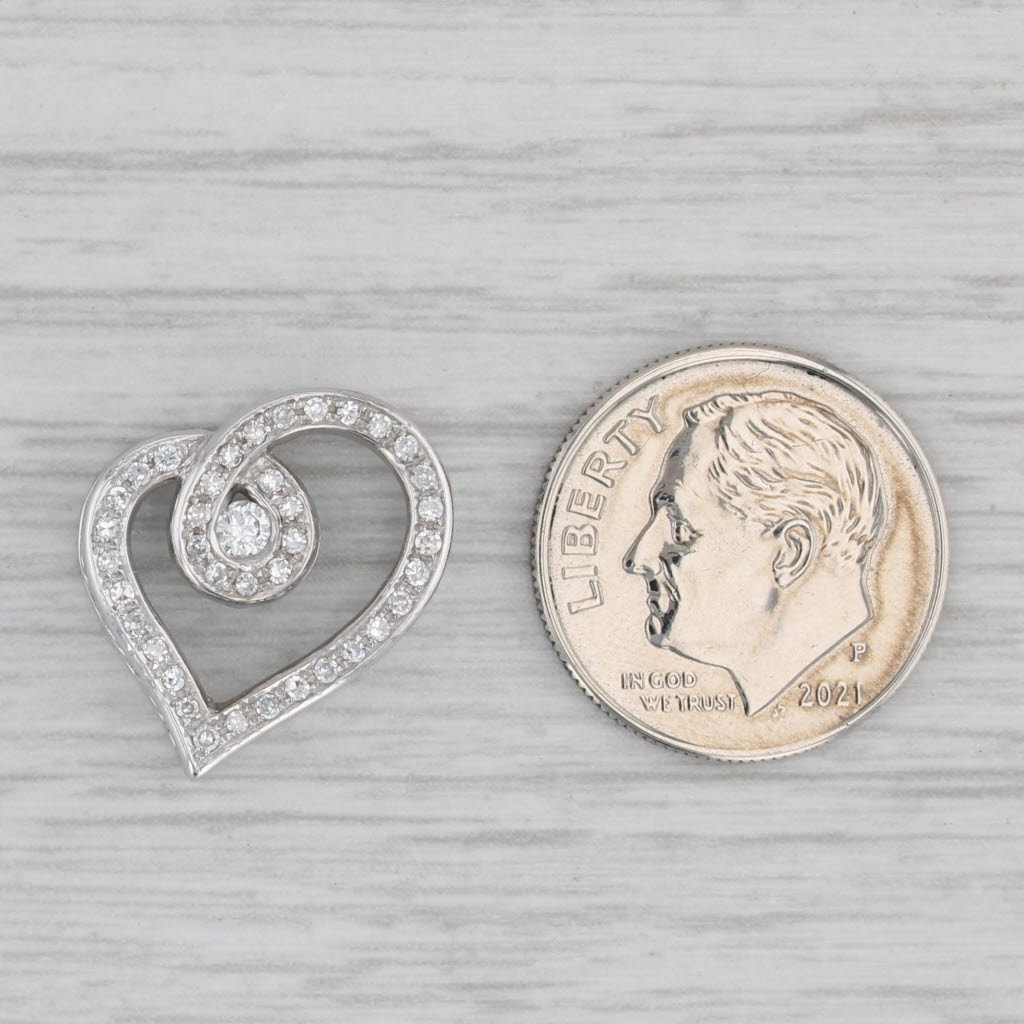 Gray 0.22ctw Diamond Abstract Heart Pendant 10k White Gold