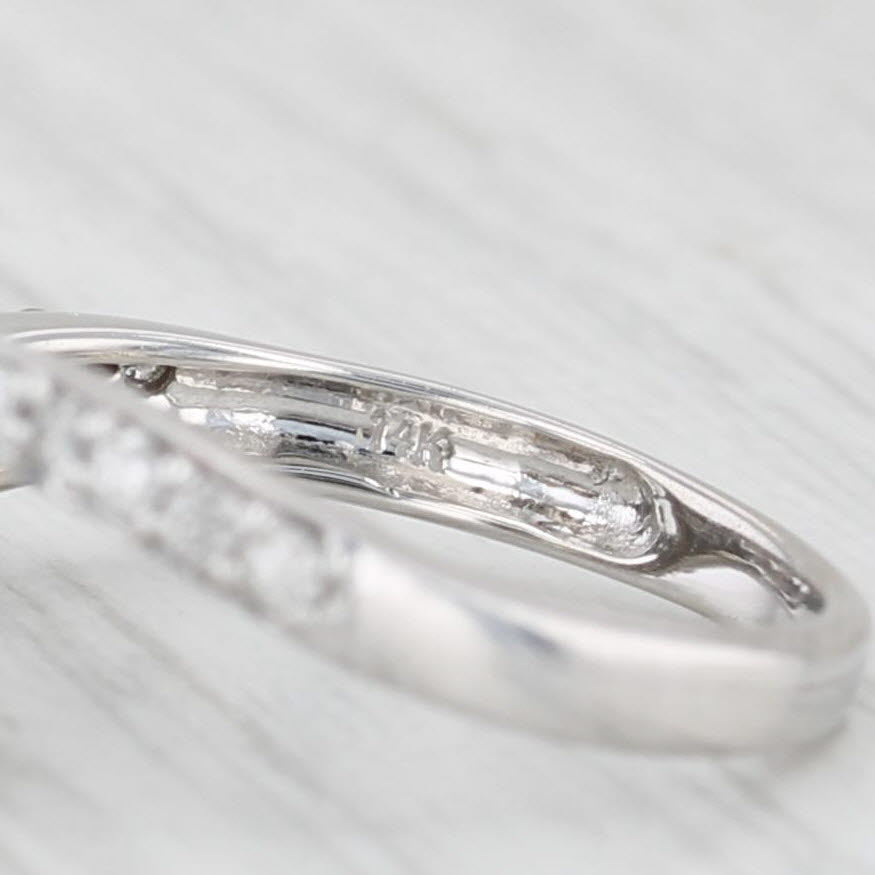 Light Gray Pave Diamond Heart Bypass Ring 0.52ctw 14k White Gold Size 9