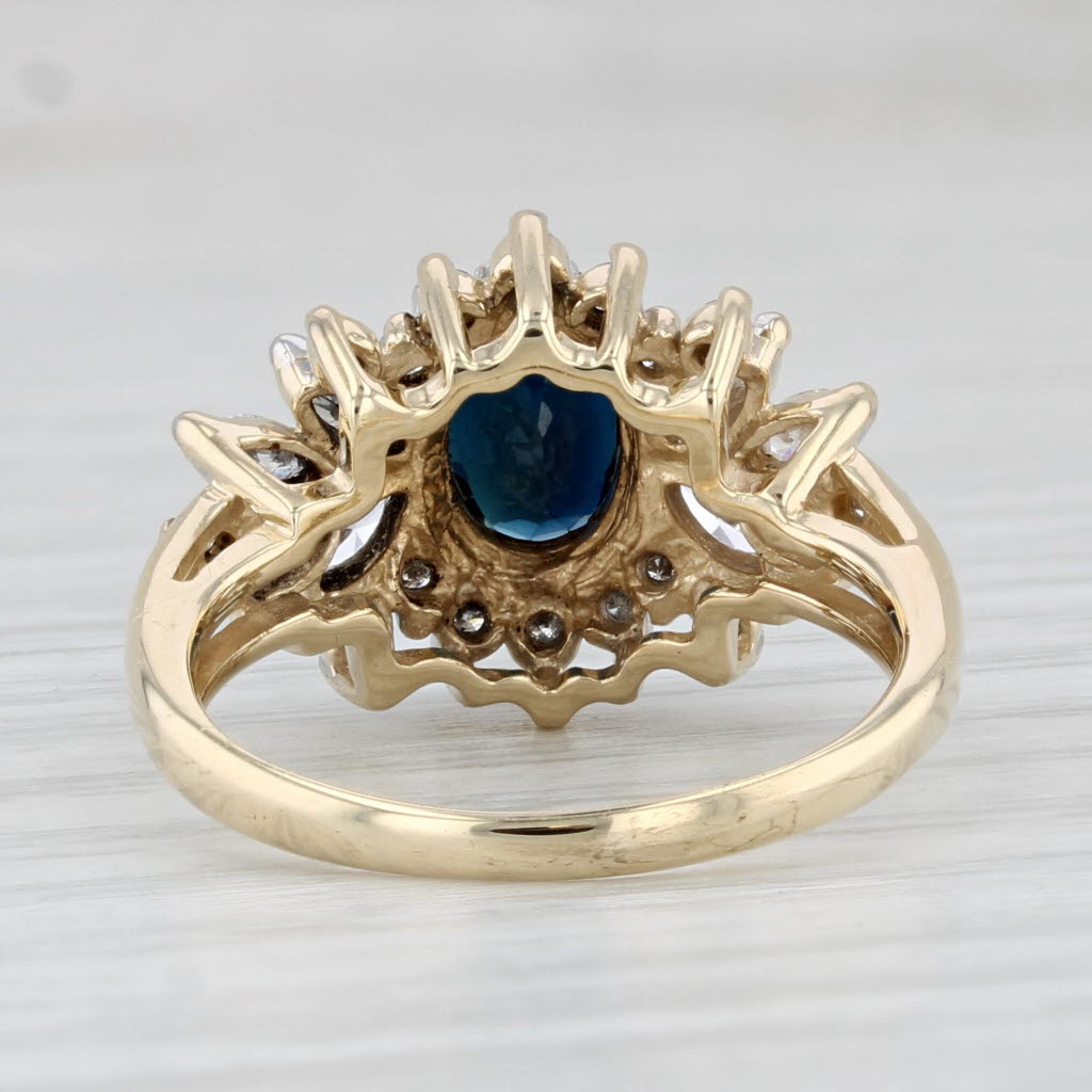 Light Gray 1.81ctw Oval Blue Sapphire Diamond Ring 14k Yellow Gold Size 6.5 Engagement
