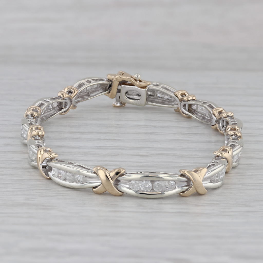 Gray 1.72ctw Diamond Tennis Bracelet 10k White Yellow Gold 7.25"