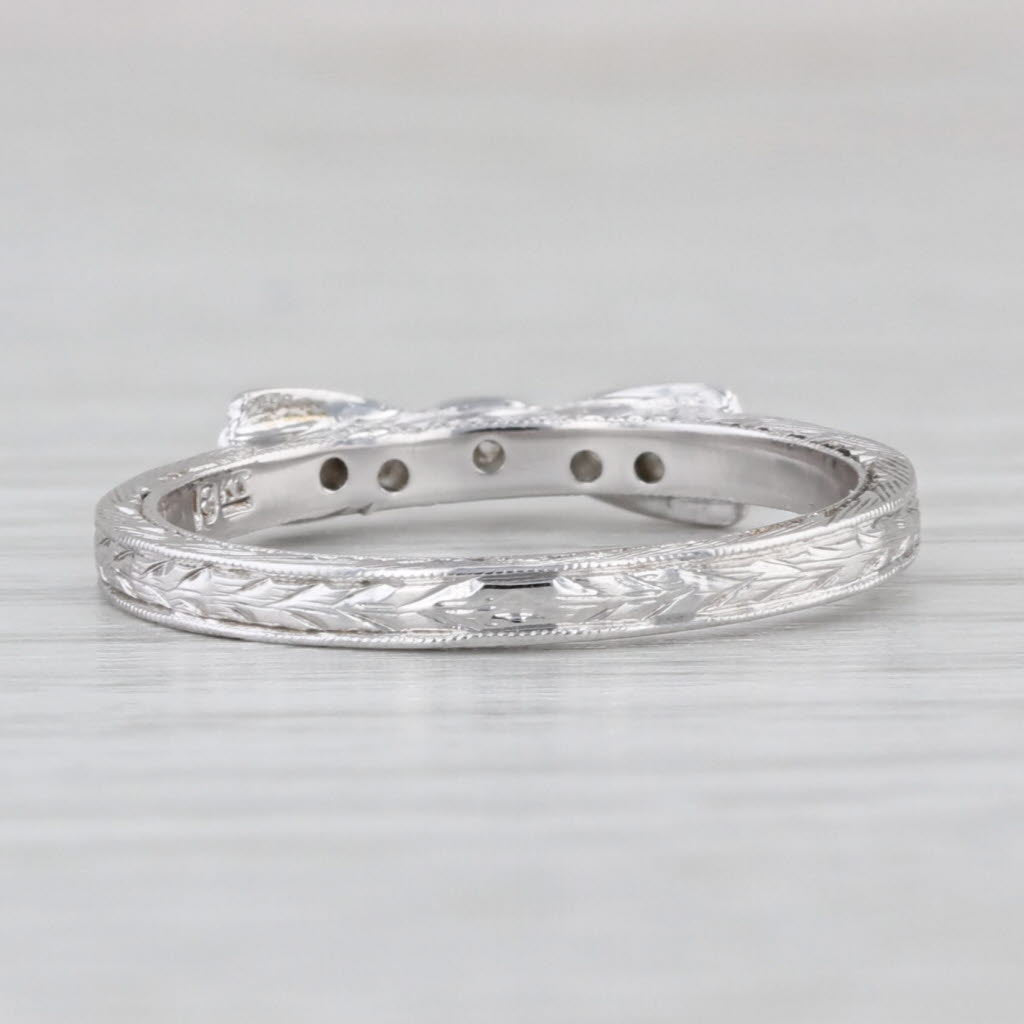 Diamond Bow Ring 18k White Gold Size 6 Stackable Wedding Band