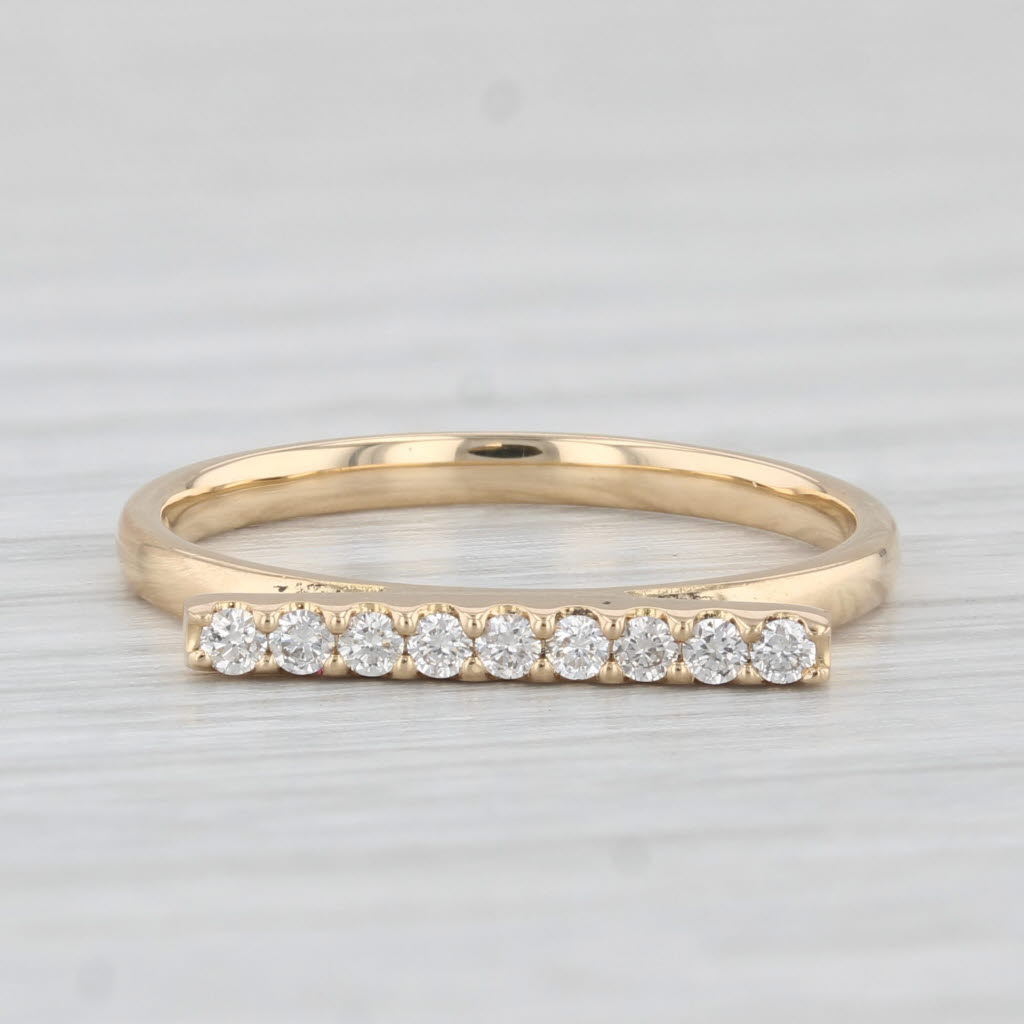 Light Gray 0.12ctw Diamond Bar Ring 18k Yellow Gold Size 5.5 Stackable