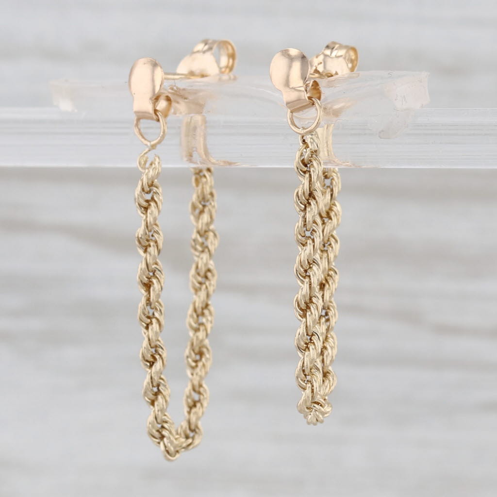 Rope Chain Dangle Earrings 10k Yellow Gold Drops