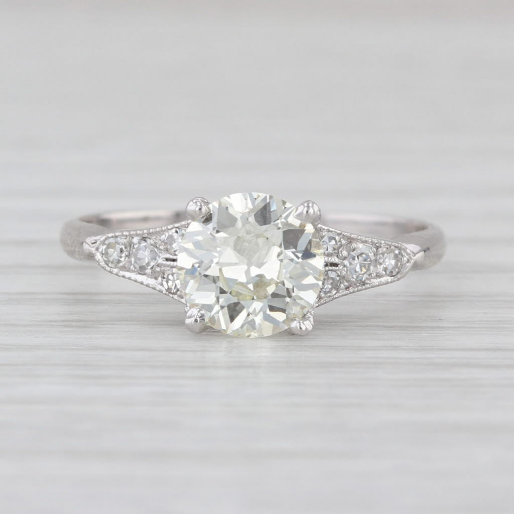 Art Deco GIA VVS1 1.36ctw Old European Diamond Engagement Ring Platinum Size 7.5