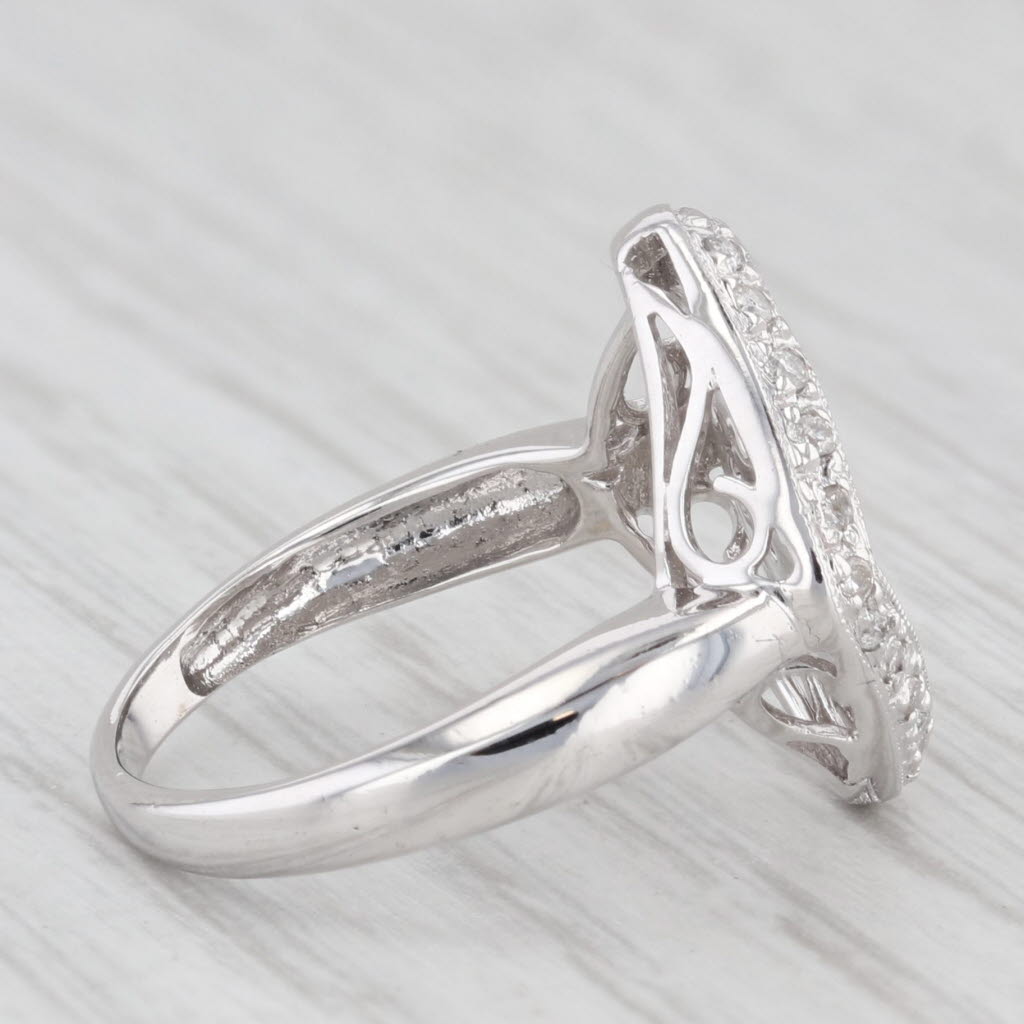 Light Gray 0.25ctw Pave Diamond Halo Ring 18k White Gold Size 4.5