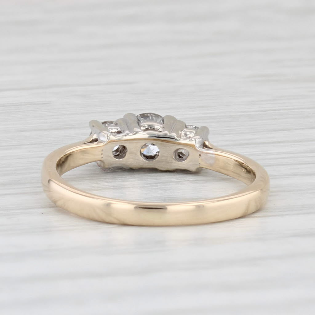Light Gray 0.47ctw 3-Stone Diamond Engagement Ring 14k Gold Size 5 Round Brilliant