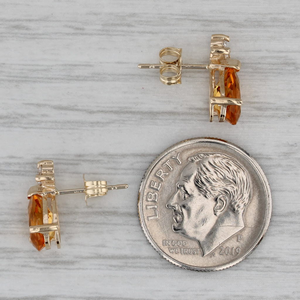 Gray 1.57ctw Citrine Diamond Teardrop Stud Earrings 14k Yellow Gold