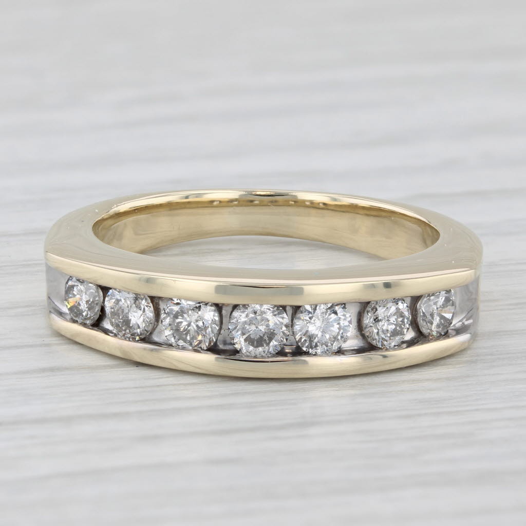 Light Gray 0.90ctw Diamond Channel Set Wedding Anniversary Band 10k Yellow Gold Size 9.5
