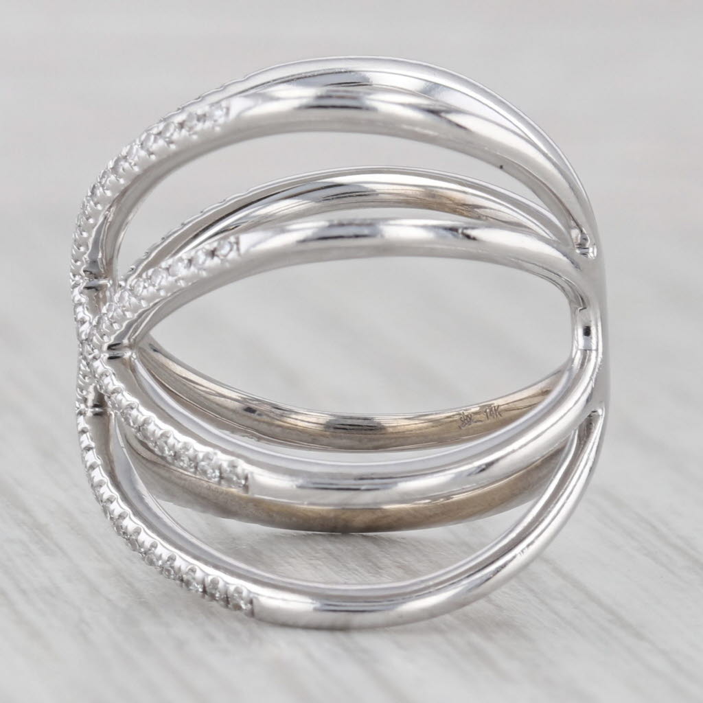 Gray 0.23ctw Diamond Multiband Overlay Ring 14k White Gold Size 6 Shy