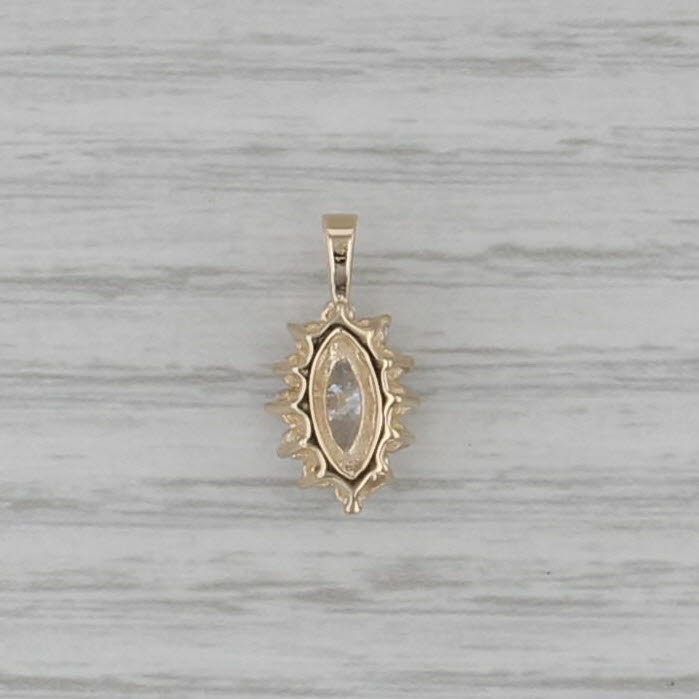 0.57ctw Diamond Marquise Halo Pendant 14k Yellow Gold Small Drop