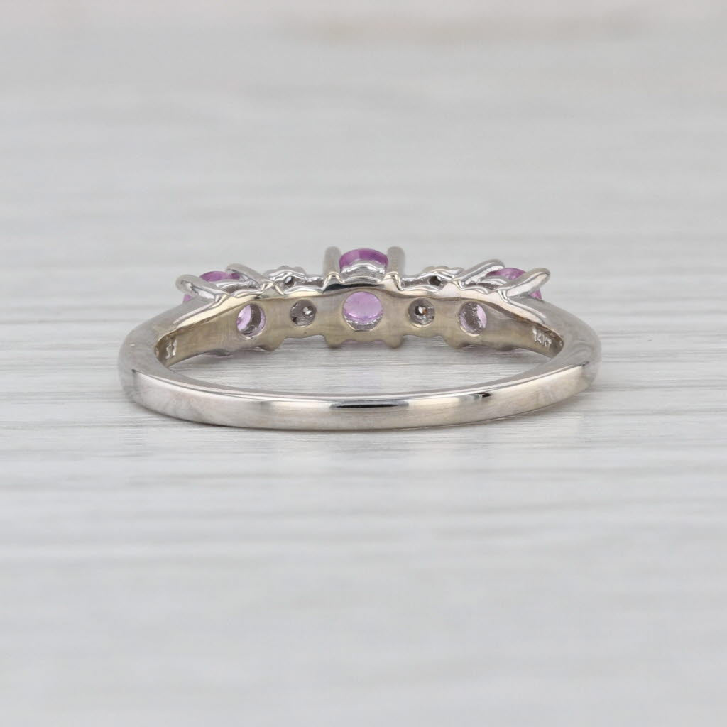 0.59ctw Pink Sapphire Diamond Ring 14k White Gold Size 7 Stackable