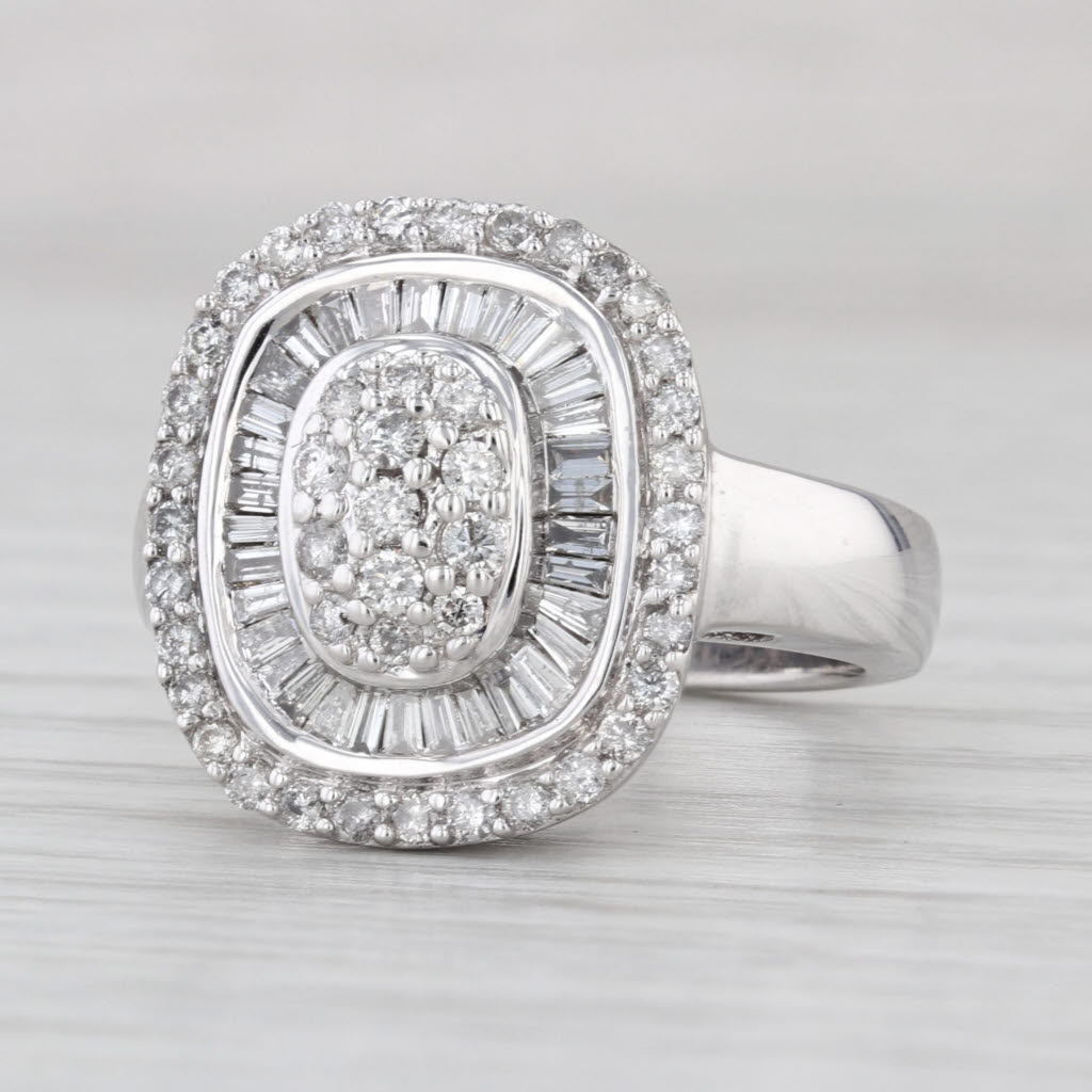 1ctw Diamond Cluster Halo Ring 14k White Gold Size 7.5 Engagement