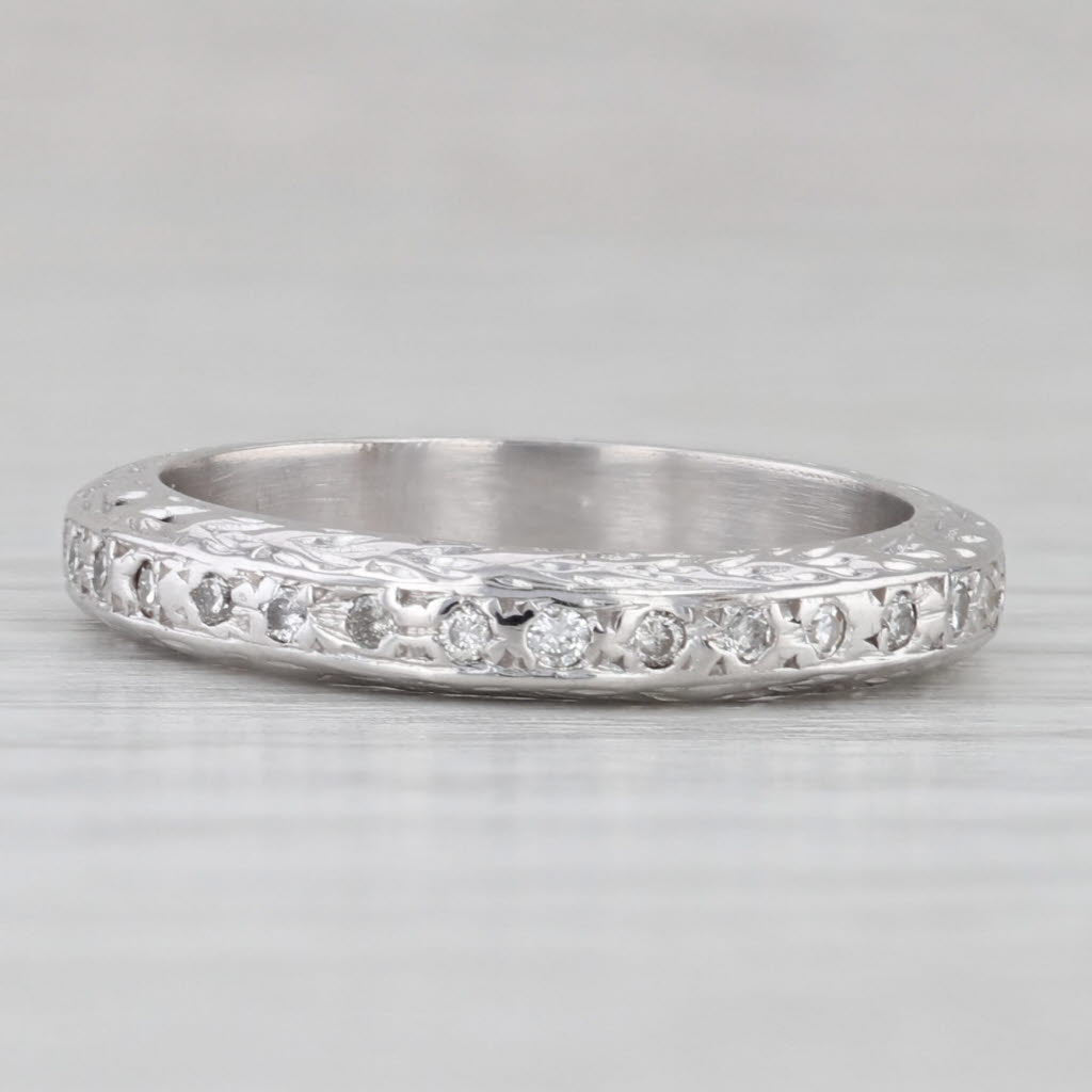 Gray 0.24ctw Diamond Eternity Wedding Band 14k White Gold Stackable Anniversary Ring