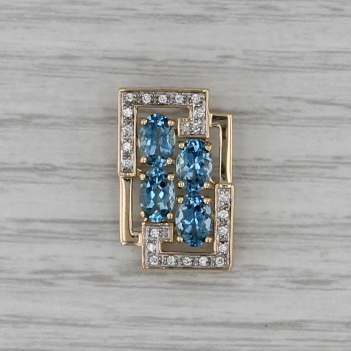 1.67ctw Aquamarine Diamond Pendant 14k Yellow Gold
