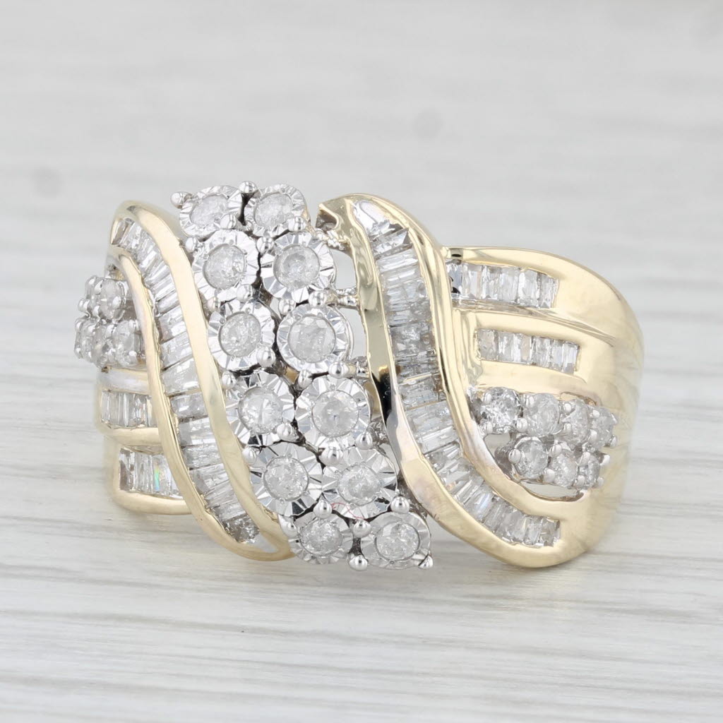 Light Gray 1.05ctw Diamond Cocktail Ring 10k Yellow Gold Size 7.25