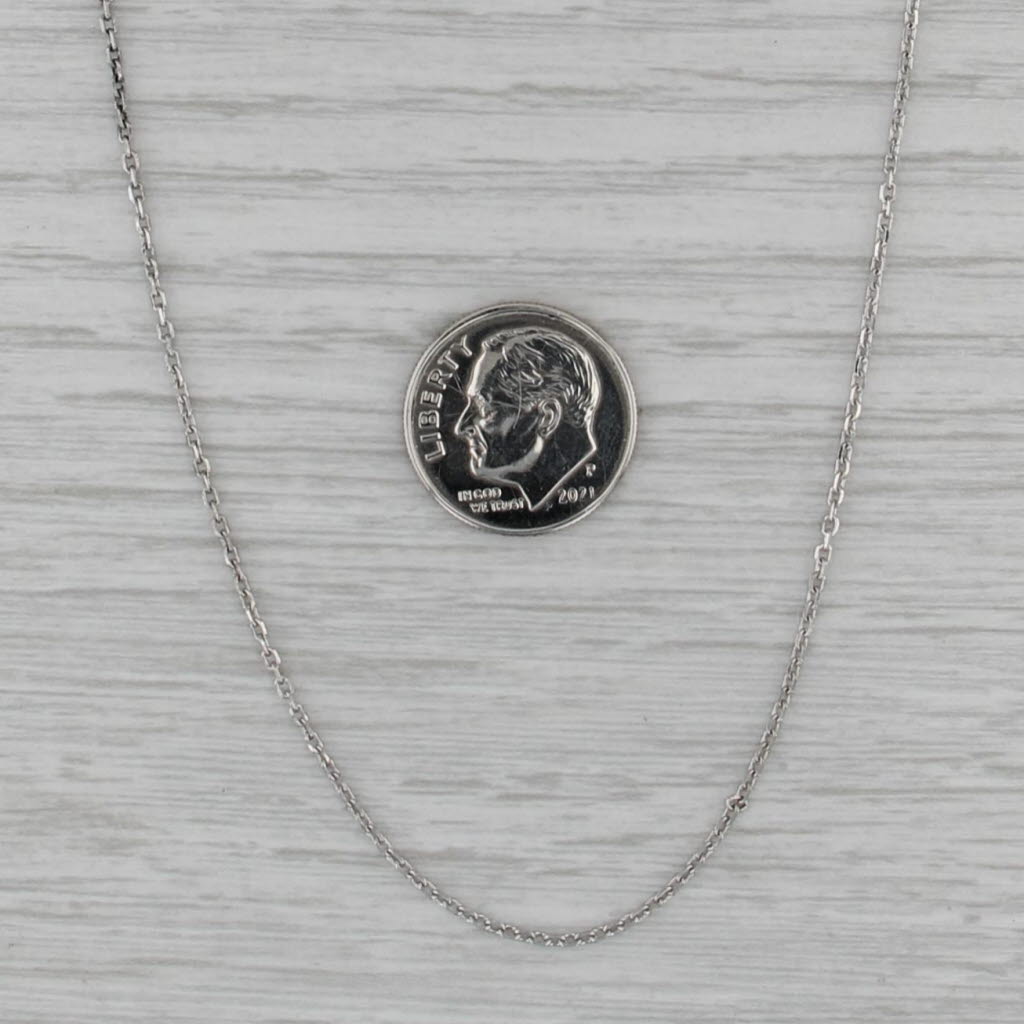 Cable Chain Necklace 14k White Gold Adjustable 16.5" 17.5" 18.5" 1mm