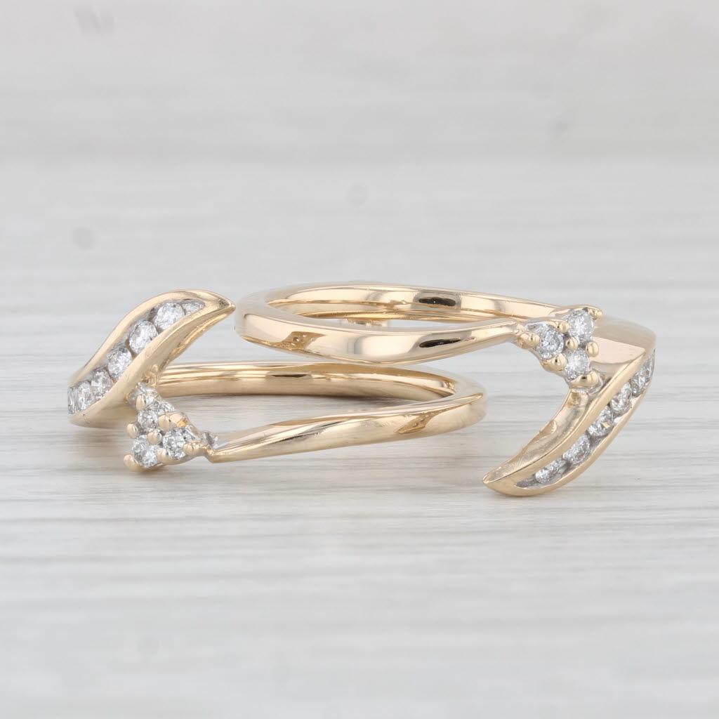 Light Gray 0.35ctw Diamond Ring Jacket Enhancer Guard 14k Gold Size 7.25 Bridal Bands Move