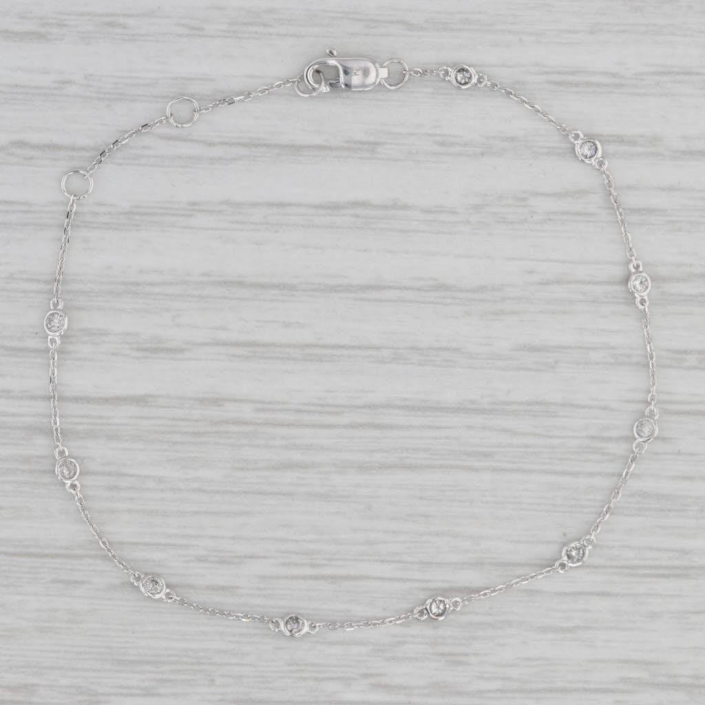 Gray New 0.25ctw Diamond By The Yard Station Bracelet 14k White Gold Chain Adjustable