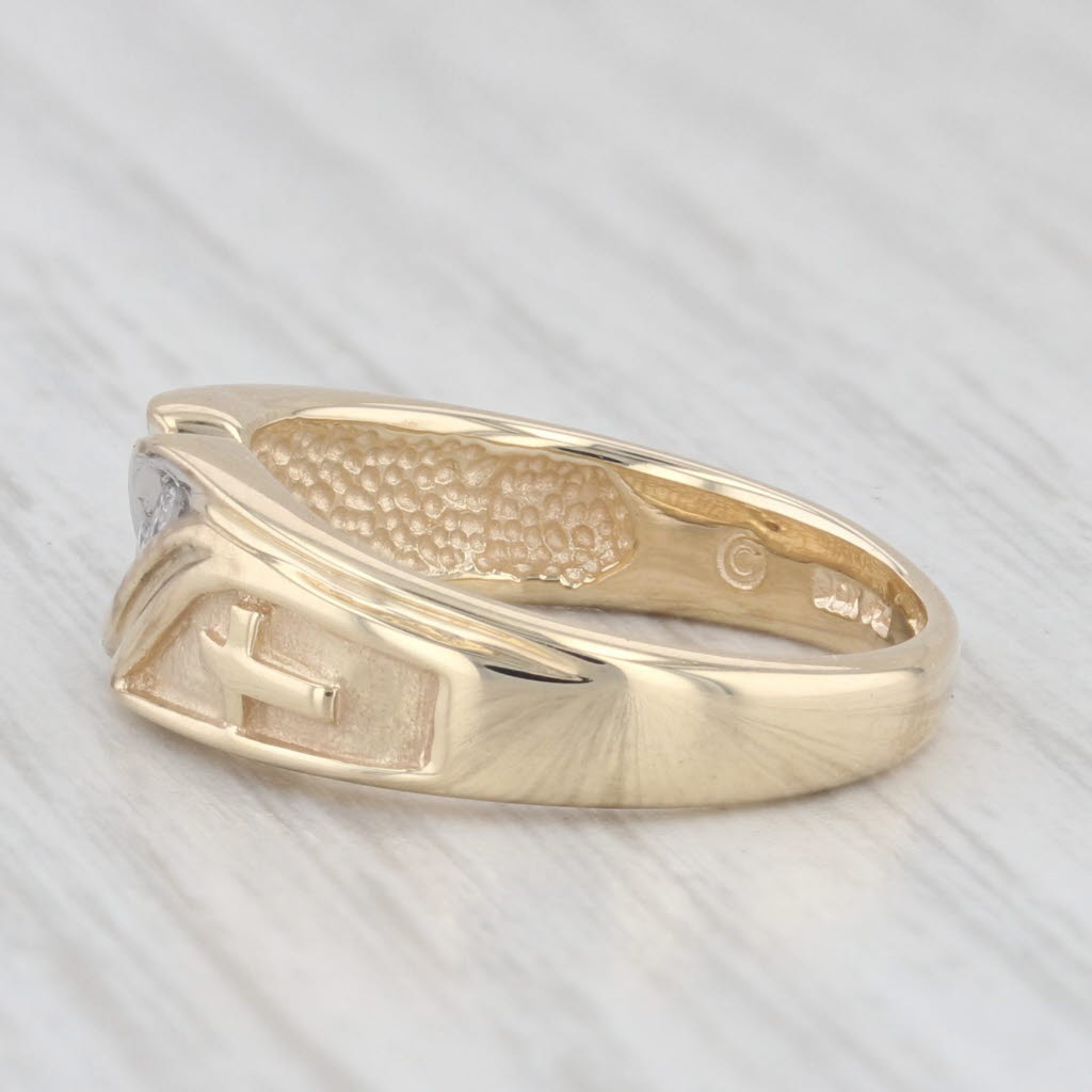 Light Gray Fredrick Goldman Diamond Cross Ring 10K Gold Size 4.75 Religious Wedding Band