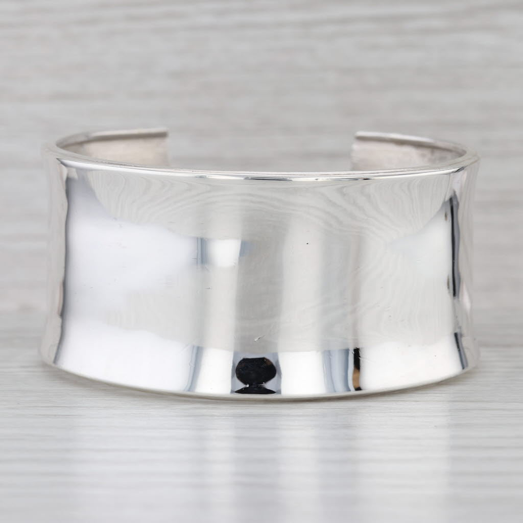 Contoured Cuff Bracelet Sterling Silver Statement Artisan Signed 6.5" 31mm