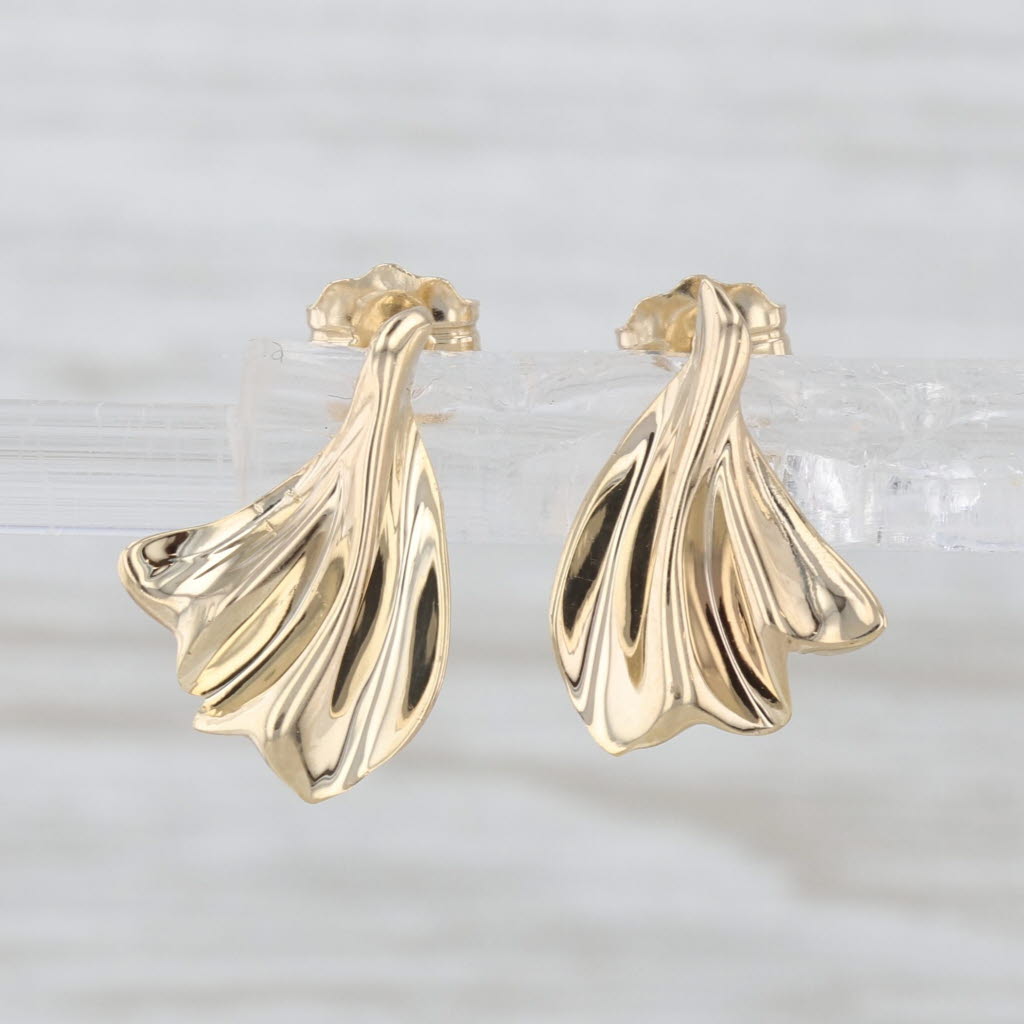 Beveled Drop Stud Earrings 14k Yellow Gold Studs
