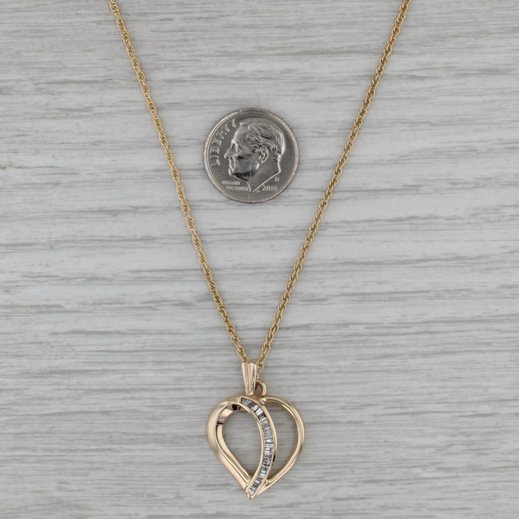 0.30ctw Diamond Heart Pendant Necklace 14k Yellow Gold 20.25" Rope Chain