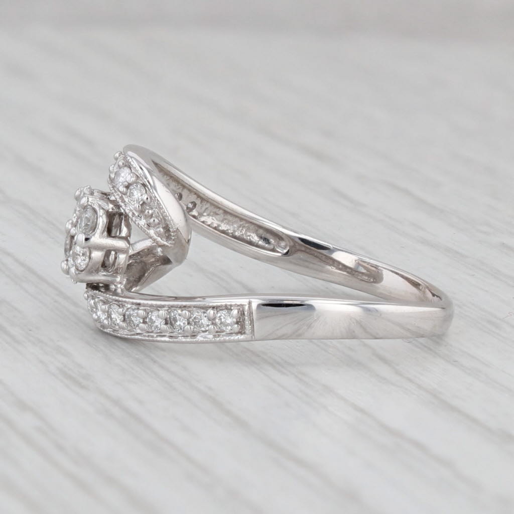 Gray 0.50ctw Diamond Cluster Engagement Ring 14k White Gold Size 7 Bypass