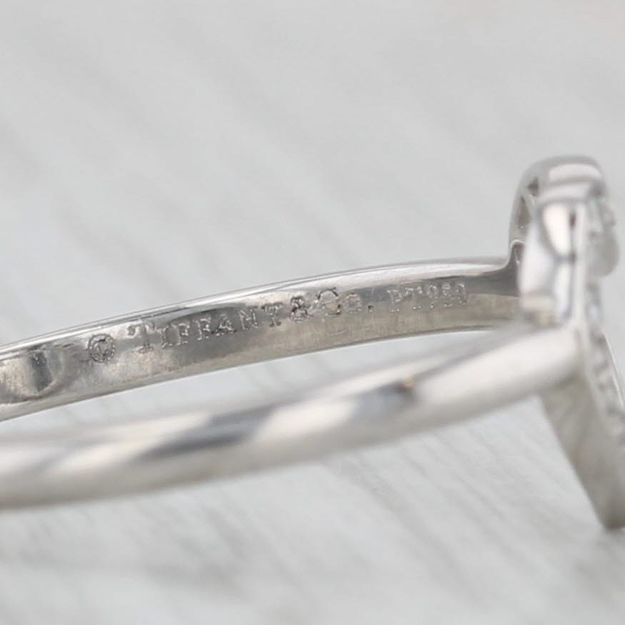 Light Gray Tiffany & Co Class Open Heart Ring w/ Box 950 Platinum Size 6.5