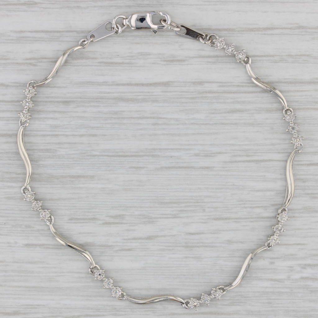 Gray Diamond Chain Bracelet 10k White Gold 7.25" 3.1mm