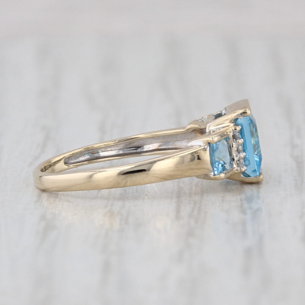 1.72ctw Blue Topaz Diamond Ring 10k Yellow Gold Size 5.75