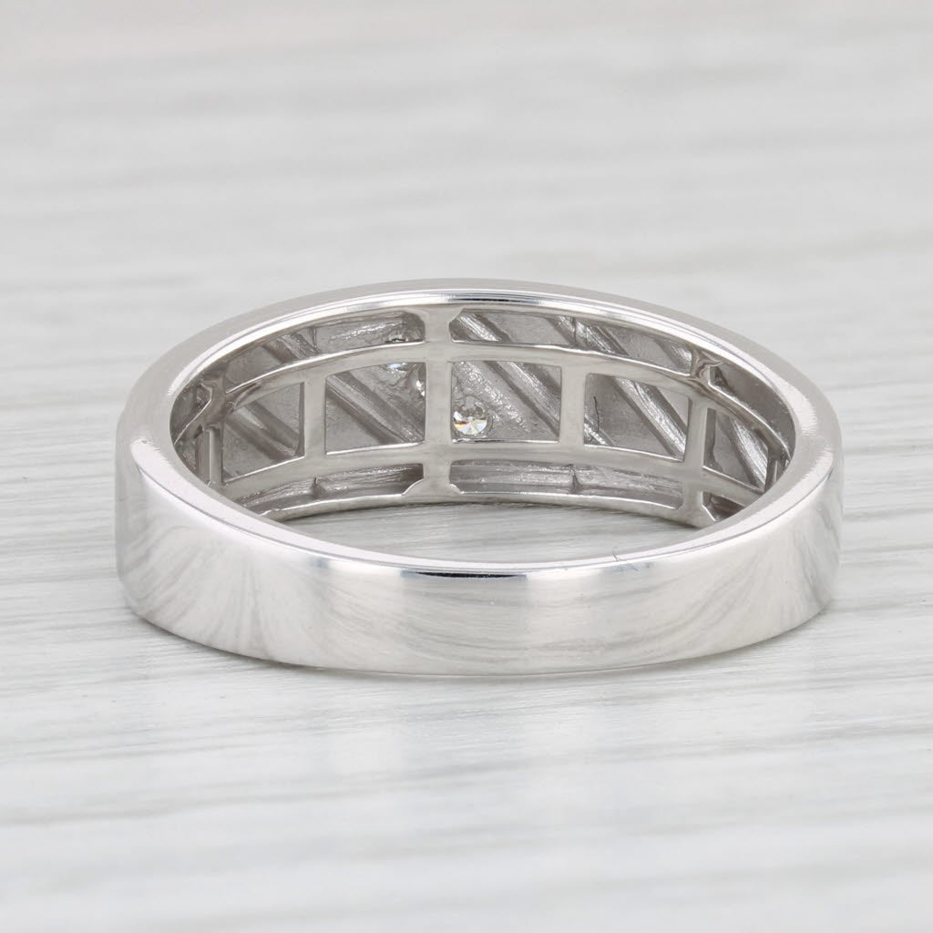 Light Gray Diamond Men's Wedding Band 10k White Gold Ring