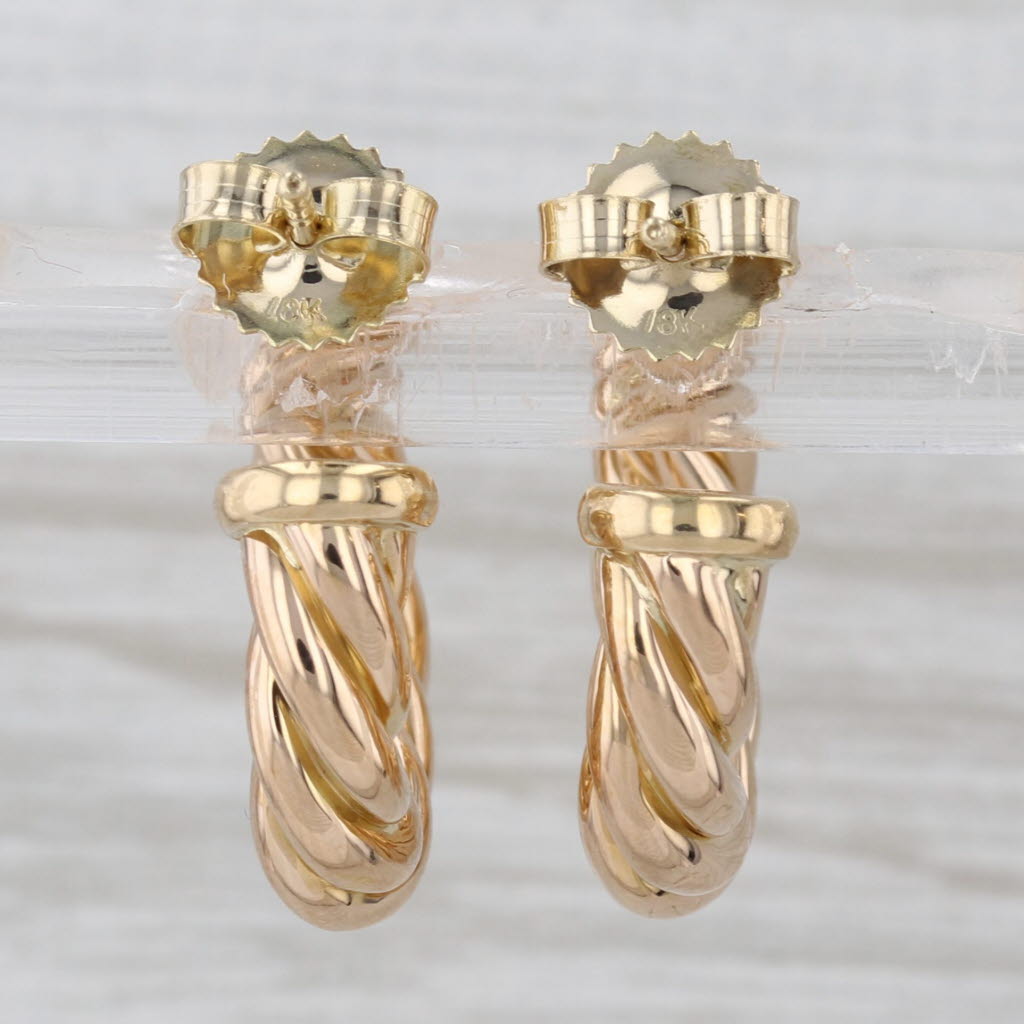 David Yurman Cable Hoop Earrings 18k Yellow Gold Twist Round Hoops