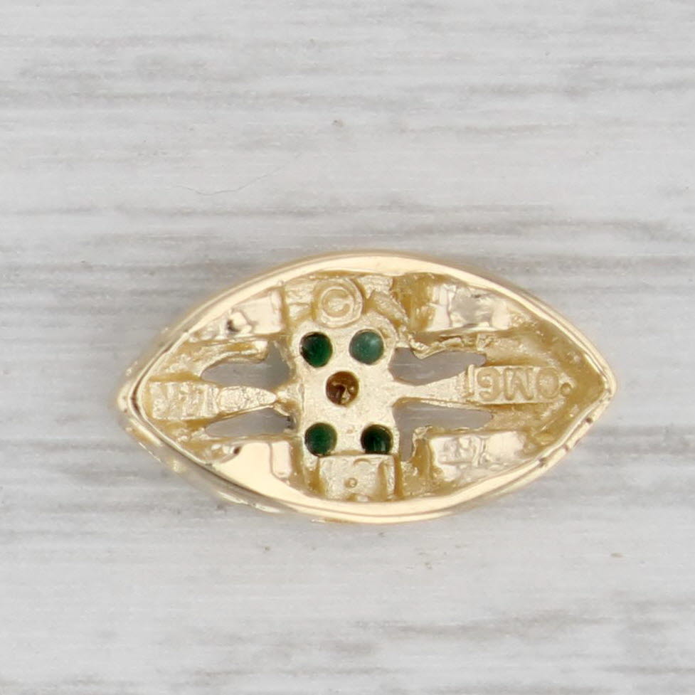 Gray Vintage Emerald Diamond Slide Bracelet Charm 14k Yellow Gold OMG