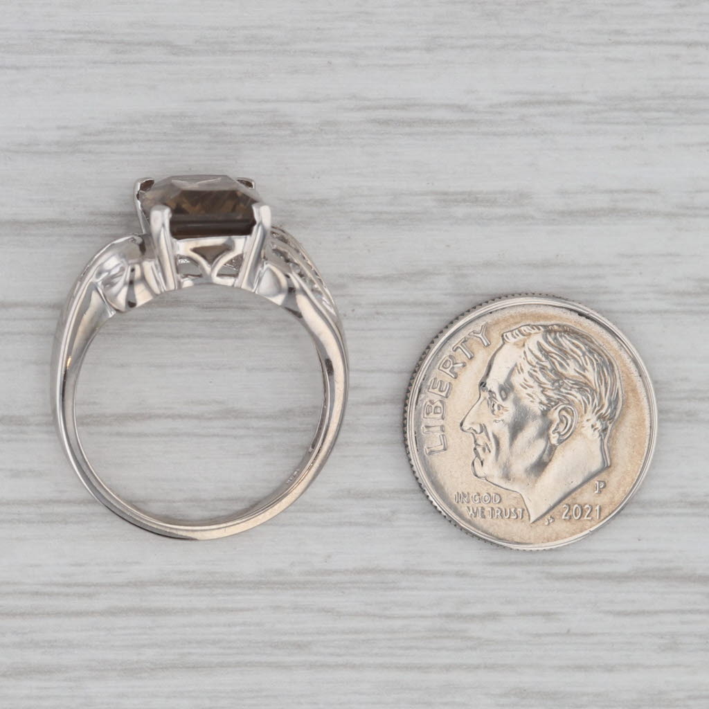 Gray 3.47ctw Smoky Quartz Diamond Ring 10k White Gold Size 7