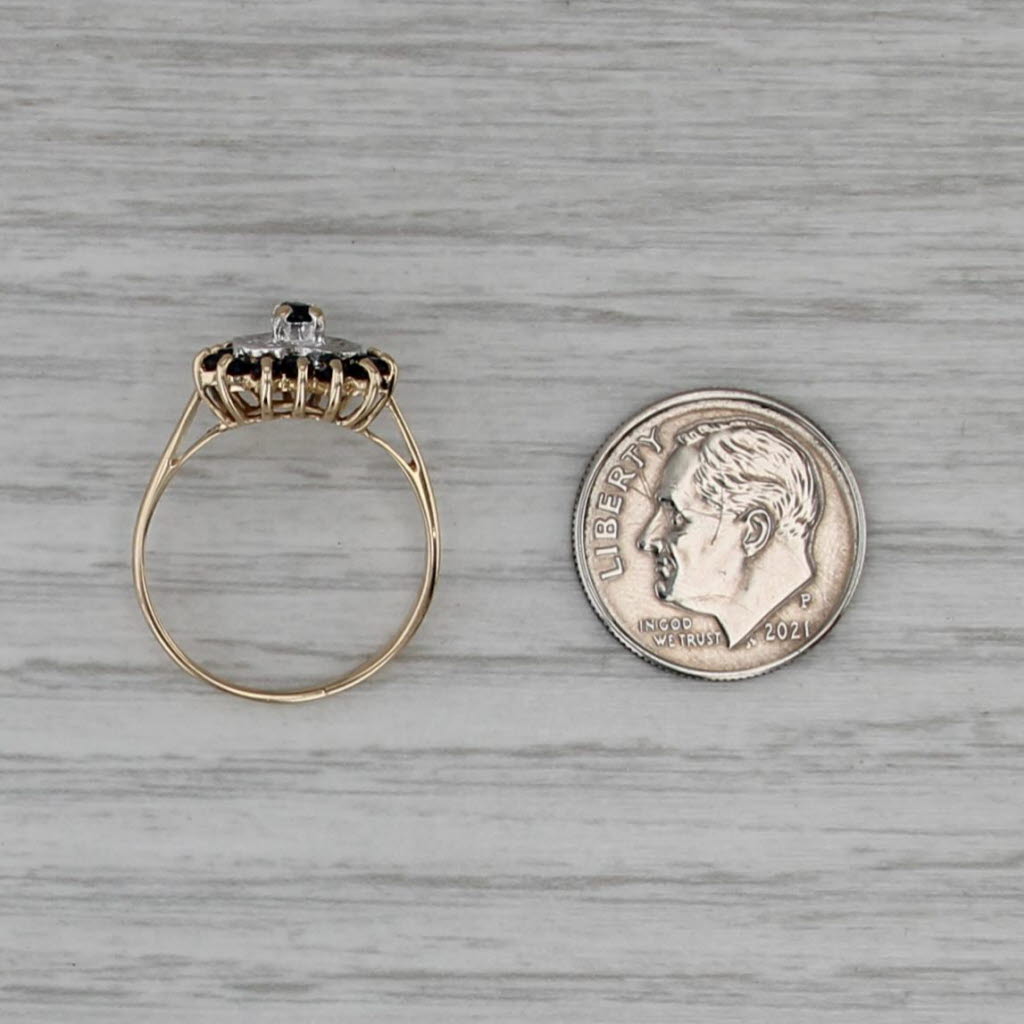 0.50ctw Blue Sapphire Diamond Heart Ring 10k Yellow Gold Size 6.5