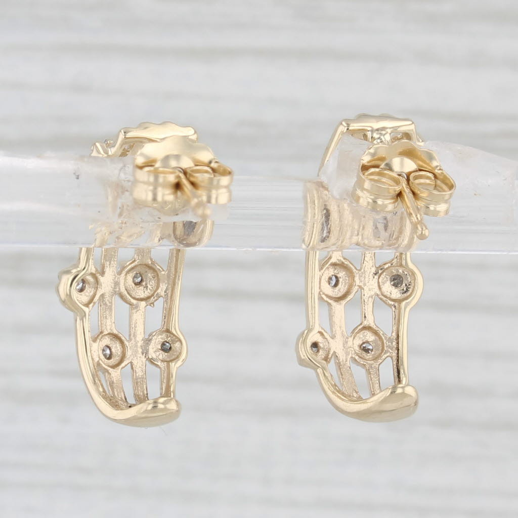 Light Gray Diamond Accented J-Hook Earrings 14k 10k Yellow Gold Drops