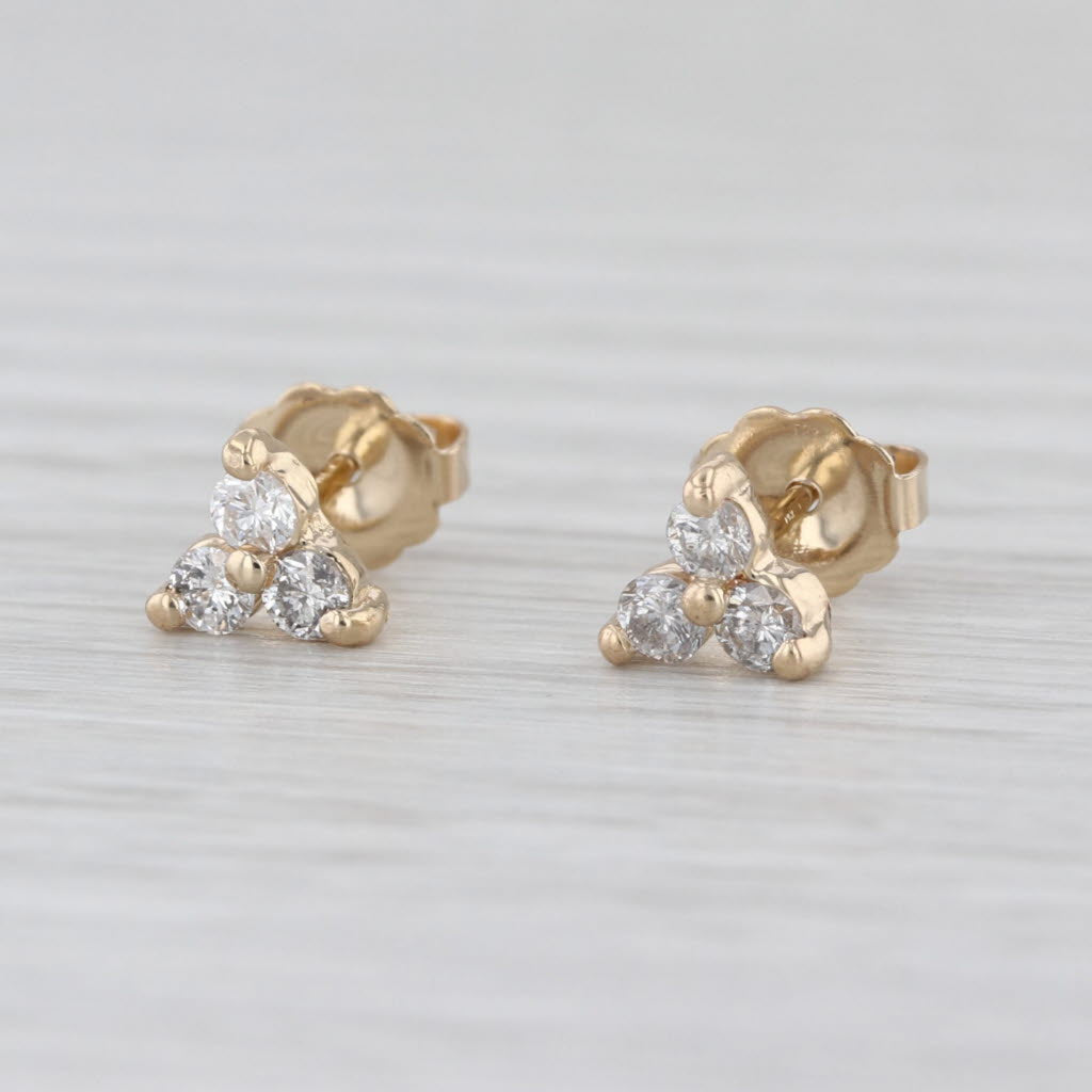 0.24ctw 3-Stone Diamond Stud Earrings 14k Yellow Gold Studs
