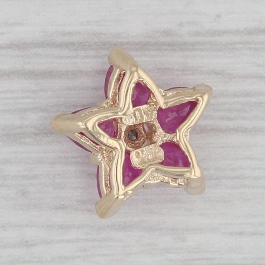 Gray Small 1ctw Ruby Flower Pendant 10k Yellow Gold Diamond Accent