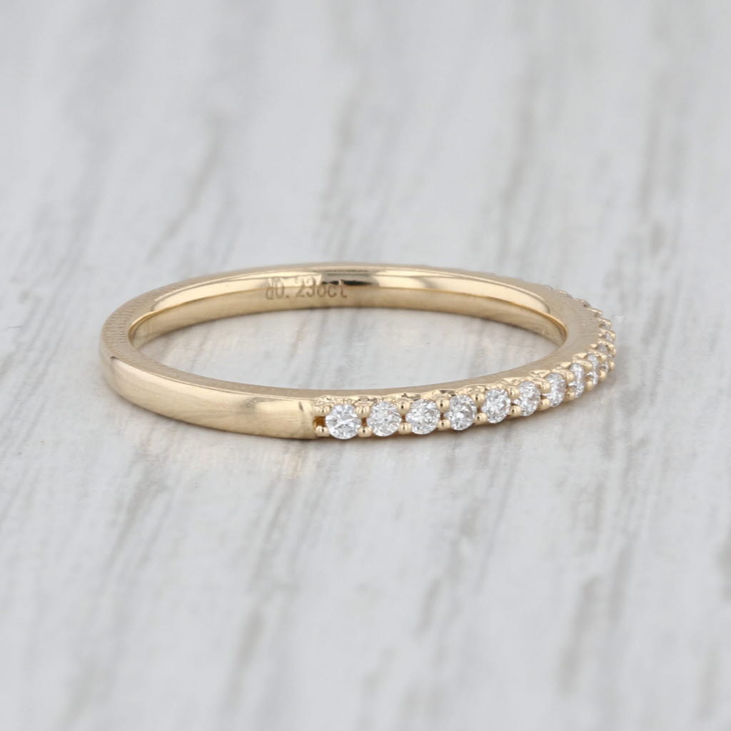 New 0.24ctw Lab Grown Diamond Wedding Band 14k Yellow Gold Sz 6.5 Stackable Ring