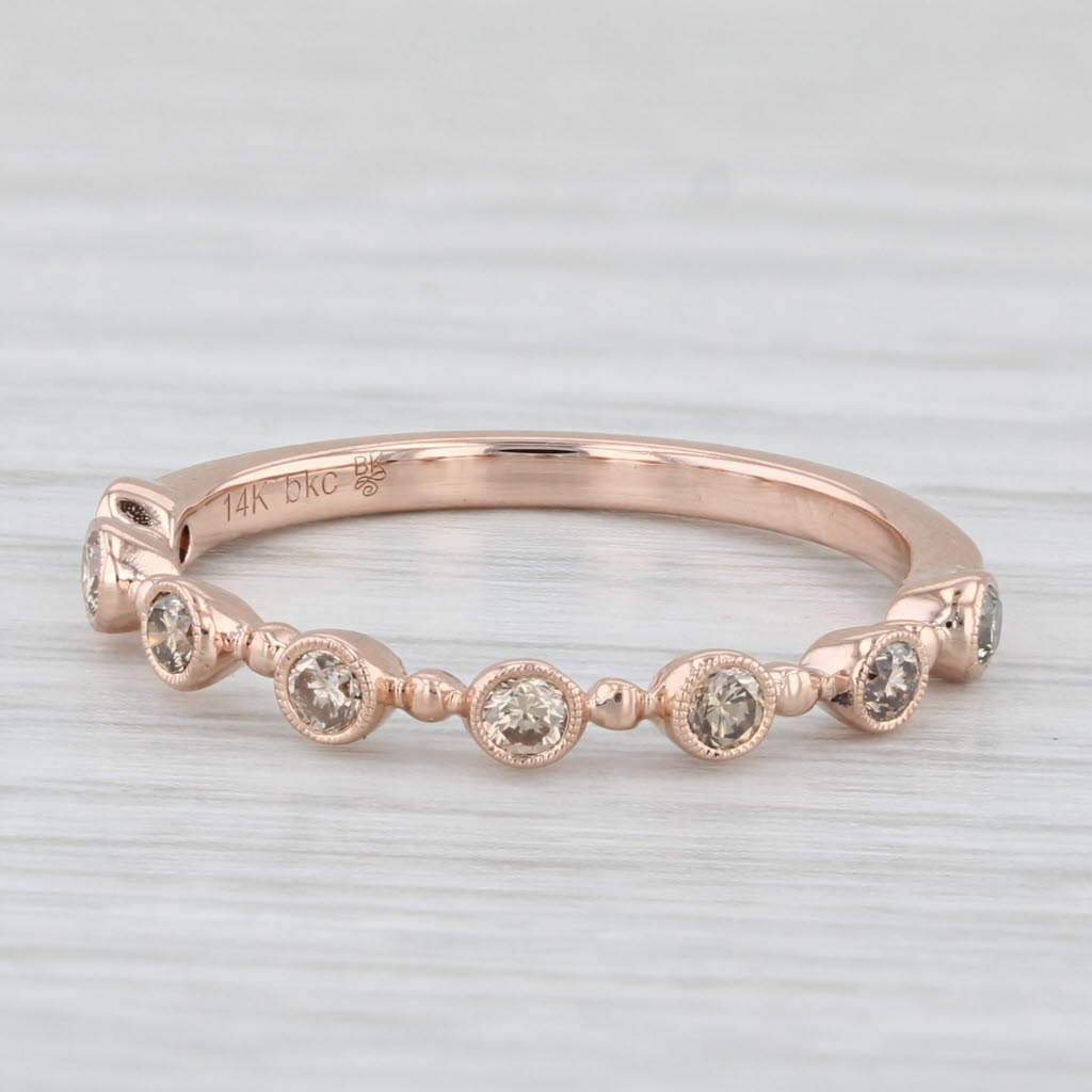 Light Gray New Beverley K 0.20ctw Diamond Stackable Ring 14k Rose Gold Size 7 Wedding Band