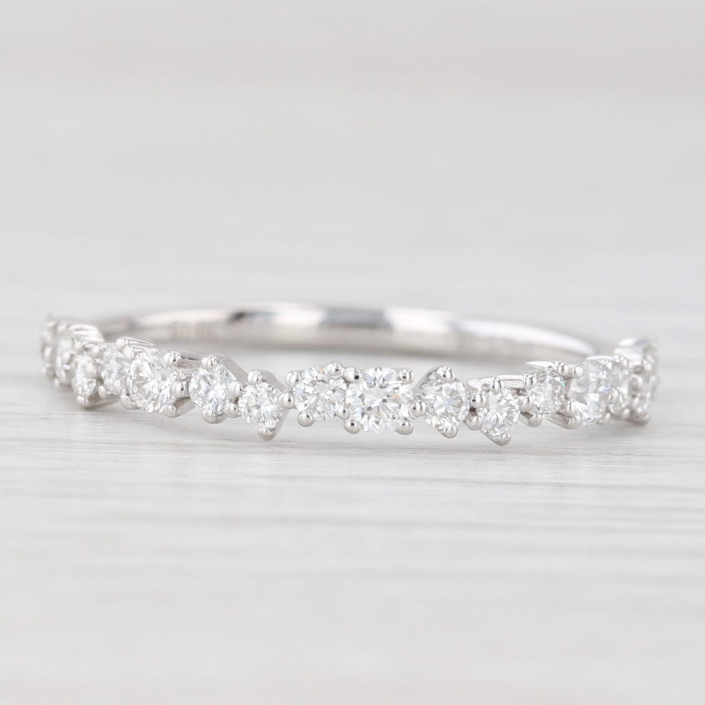 Light Gray New 0.38ctw Diamond Wedding Band 14k White Gold Stackable Anniversary Ring 6.5