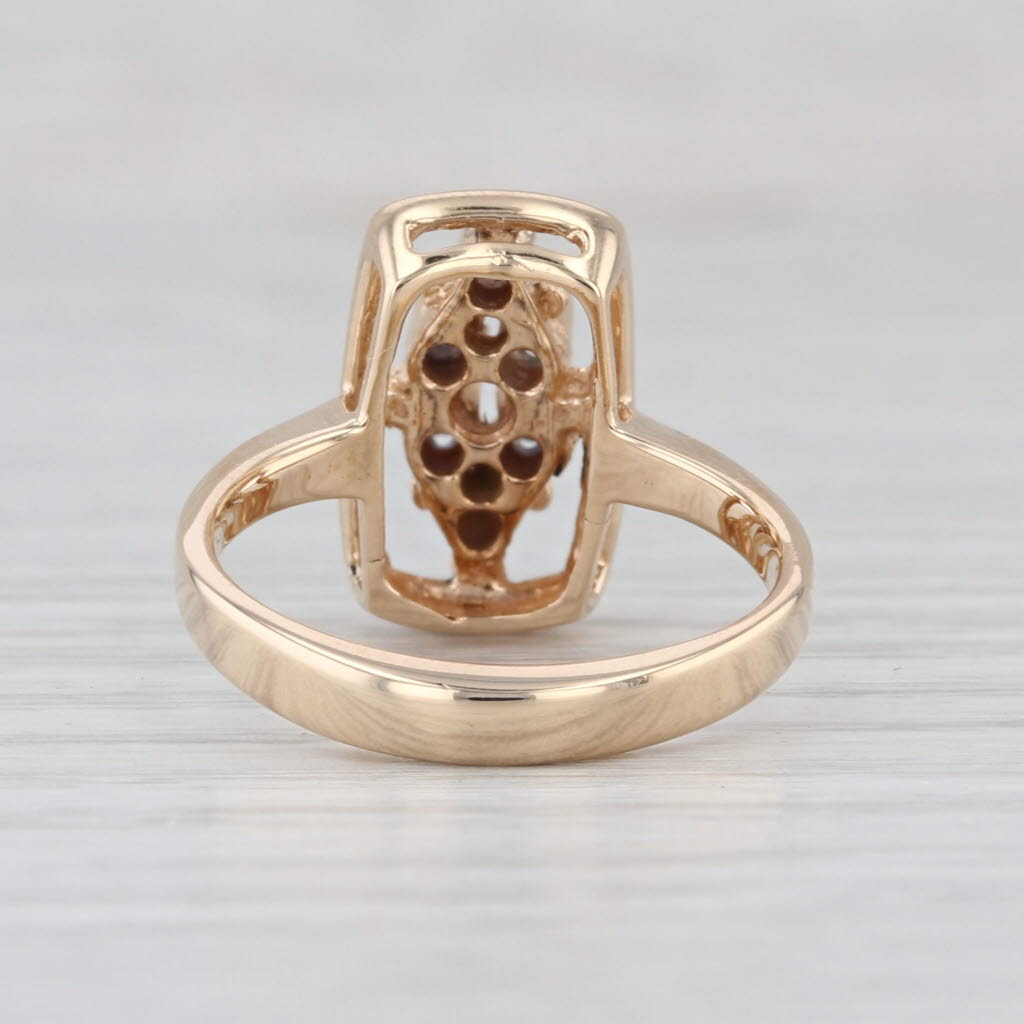Blue Sapphire Cluster Enamel Ring 14k Yellow Gold Size 6.75