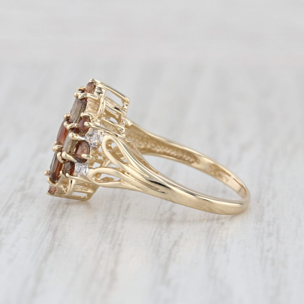1.34ctw Andalusite Diamond Cluster Ring 10k Yellow Gold Size 7