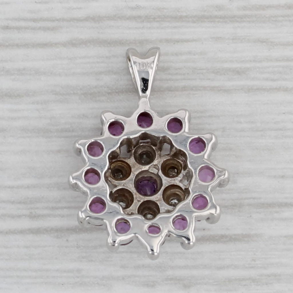 Gray 0.40ctw Ruby Diamond Halo Pendant 10k White Gold Small Drop