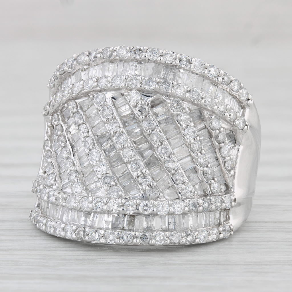 Light Gray 3ctw Diamond Cocktail Ring 10k White Gold Size 10.75