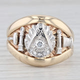 Vintage Past Master Ring 14k Gold Diamond Masonic Signet Cigar Band Size 11.5