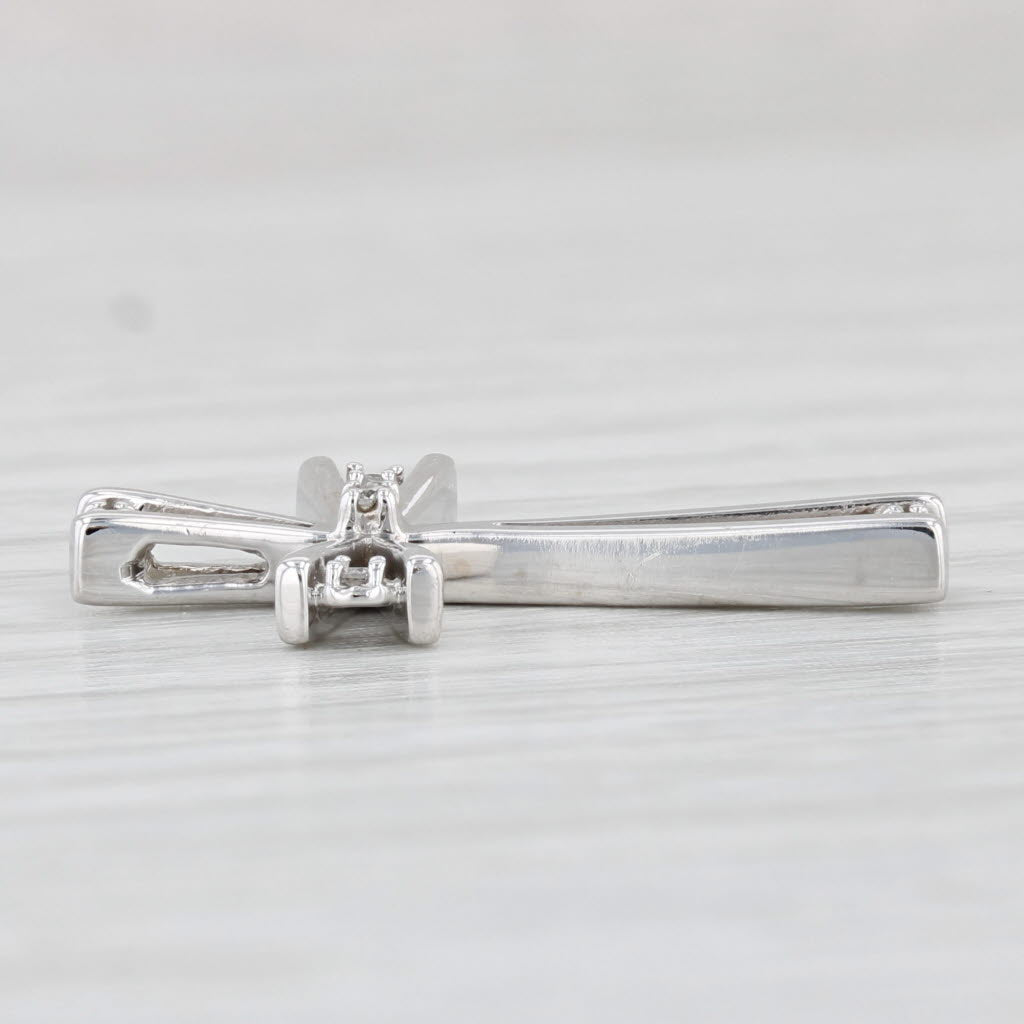 Light Gray Diamond Accented Tapering Cross Pendant 10k White Gold